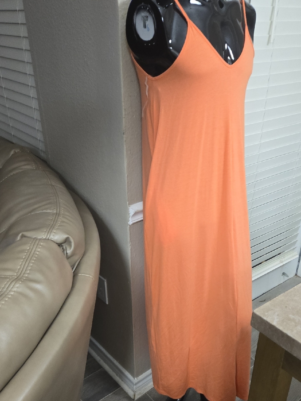 Simple Orange Maxi Slip Dress